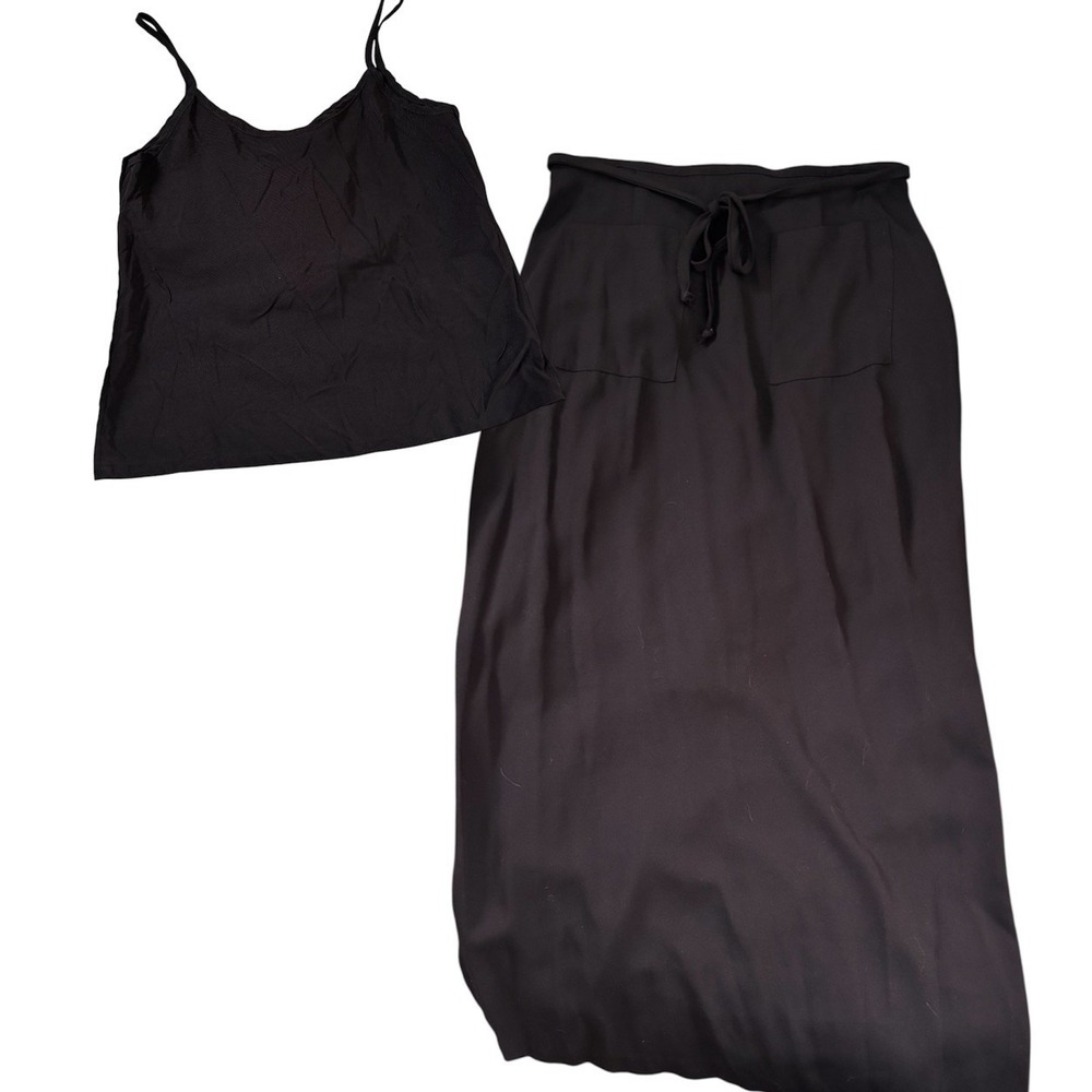 Vintage Prima Donna Skirt & Tank Top Co Ord 2 PC Set Black Whimsigoth 90s Witchy